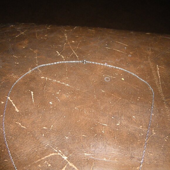 Women's 10K White Gold Thin Necklace w/ Diamond Halo Pendant - Picture 3 of 5